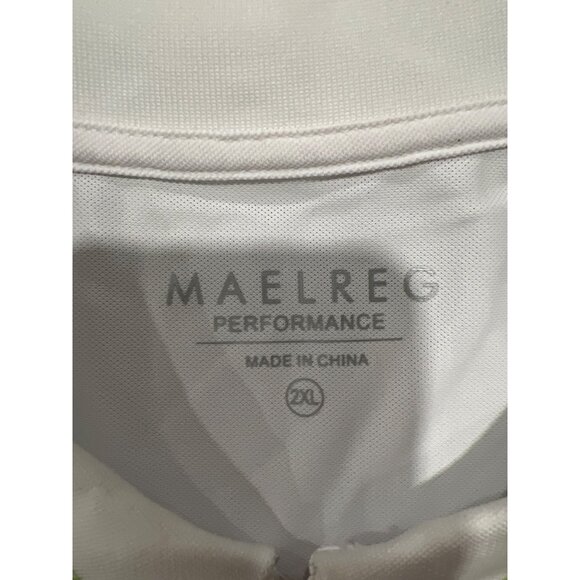 Maelreg Performance White Polo Shirt 2XL With Green Trim & Embroidered Logo - Picture 3 of 5